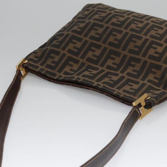 FENDI Zucca Canvas Shoulder Bag Brown Black Gold - Picture 6 of 12